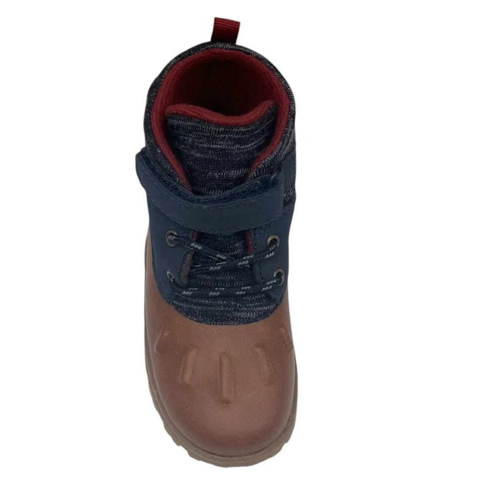Carter's Little Boys Duck Ankle Boots Size 11 Navy Blue Brown Slip-on Shoes